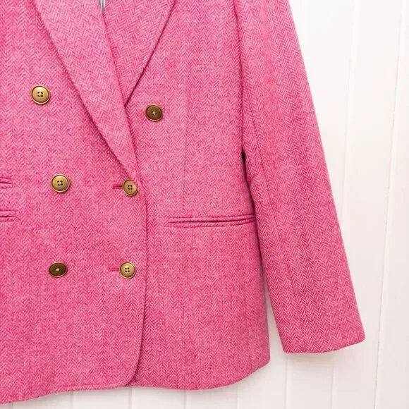 J. Crew Bristol Blazer in Pink English Wool Herringbone Size 4 - Picture 5 of 12